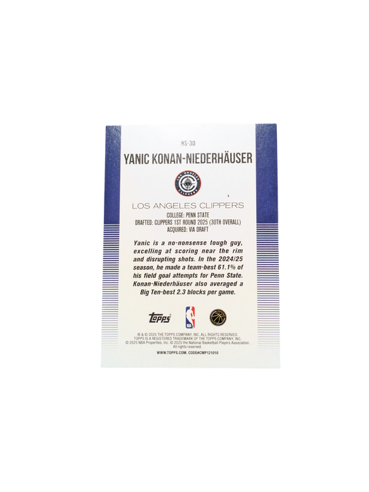 2025/26 Topps New School Los Angeles Clippers Yanic Konan Niederhauser Rookie card