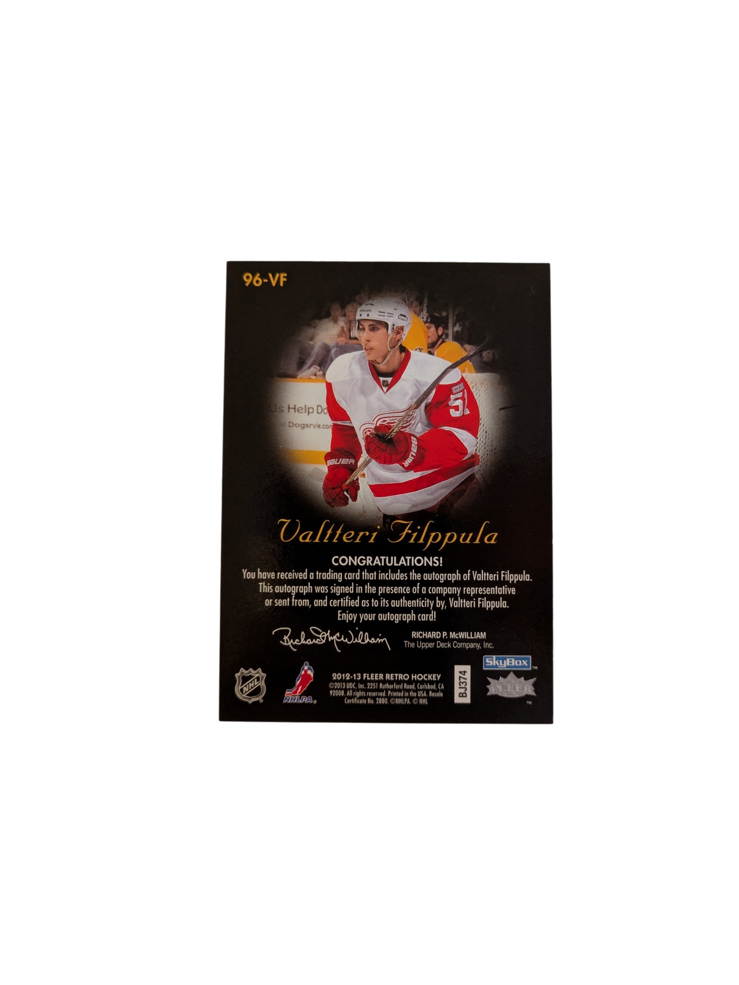 2012-13 Fleer Retro Hockey Detroit Red Wings Valtteri Filppula Auto Card