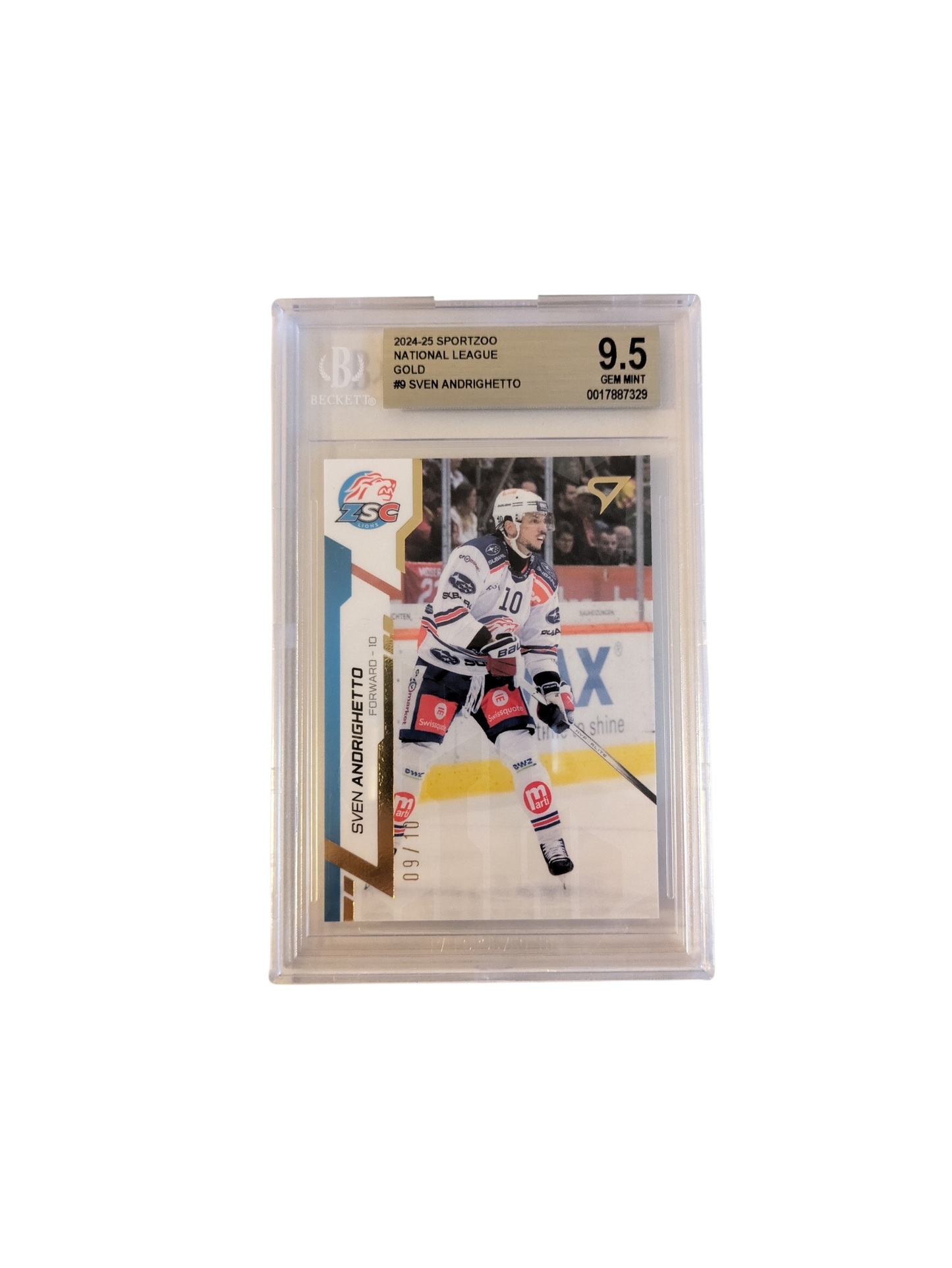 2024-25 SportZoo National League Sven Andrighetto #9 Gold 09/10 Beckett Card