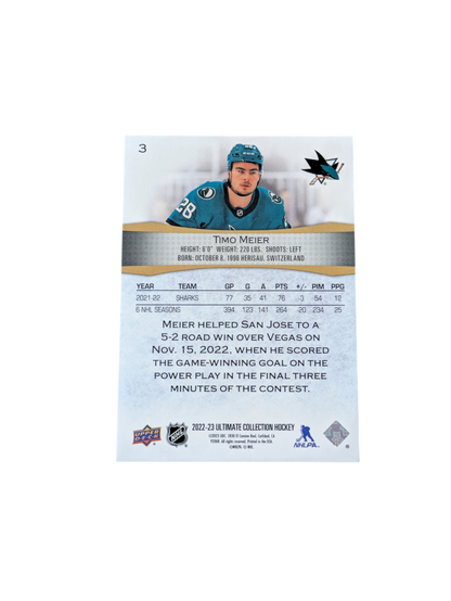 2022 Upper Deck Signature San Jose Shark Timo Meier #3 133/149 card
