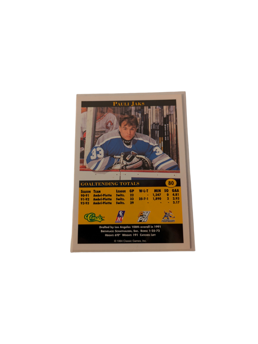 1994 Classic Games Phoenix Roadrunners Pauli Jaks #80 card